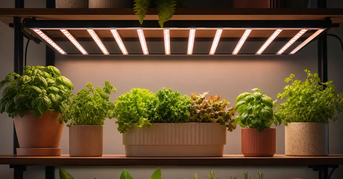 Premium bar-style LED grow light with multiple bars illuminating a 3x3 foot indoor growing space